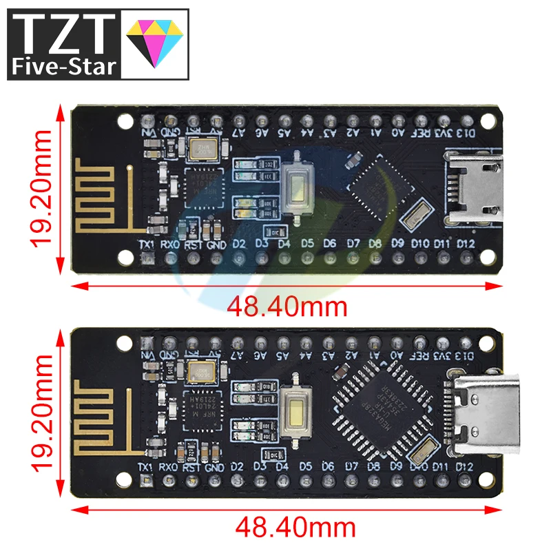 TZT RF-Nano для Arduino Nano V3.0 Micro USB плата ATmega328P QFN32 5 в 16 м CH340 интегрированная NRF24l01 + 2 4G