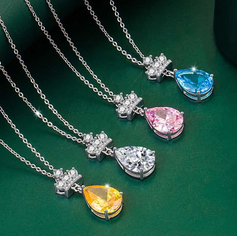 

ANGLANG Luxury Water Drop Pendant Necklace Bridal Wedding Shiny CZ Stone Romantic Elegant Fashion Necklace Jewelry for Women