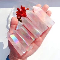 natural stones crystal point wand rose quartz healing gem electroplate angel aura home decoration