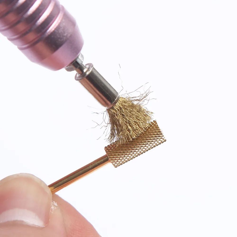

1pcs Golden Nail Drill Bit Cleaning Brush Portable Tools For Electric Manicure Drills Copper Wire Drill Bit Cleaner