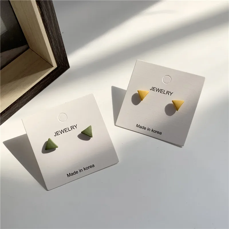 

KADHUFI Cute Little Triangle Candy Color Stud Earrings for Women Korean Fashion Sweet Girls Ear Stud Earring y2k Jewelry Gifts