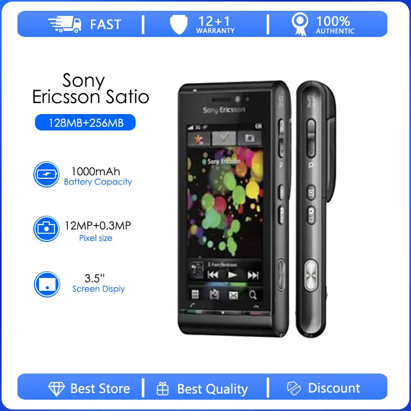 Sony Ericsson Satio (Idou) U1 Refurbished-Original U1i Мобильный телефон Unlocked 3G 12MP Wifi GPS 3.5" сенсорный экран Бесплатная доставка.