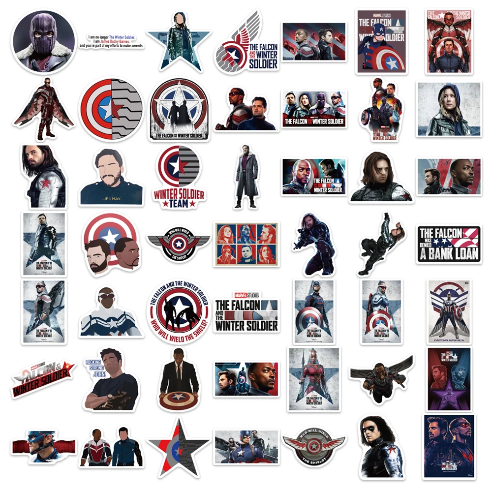 Стикеры для ноутбука телефона скейтборда серии Marvel Legends Мстители Сокол и зимний