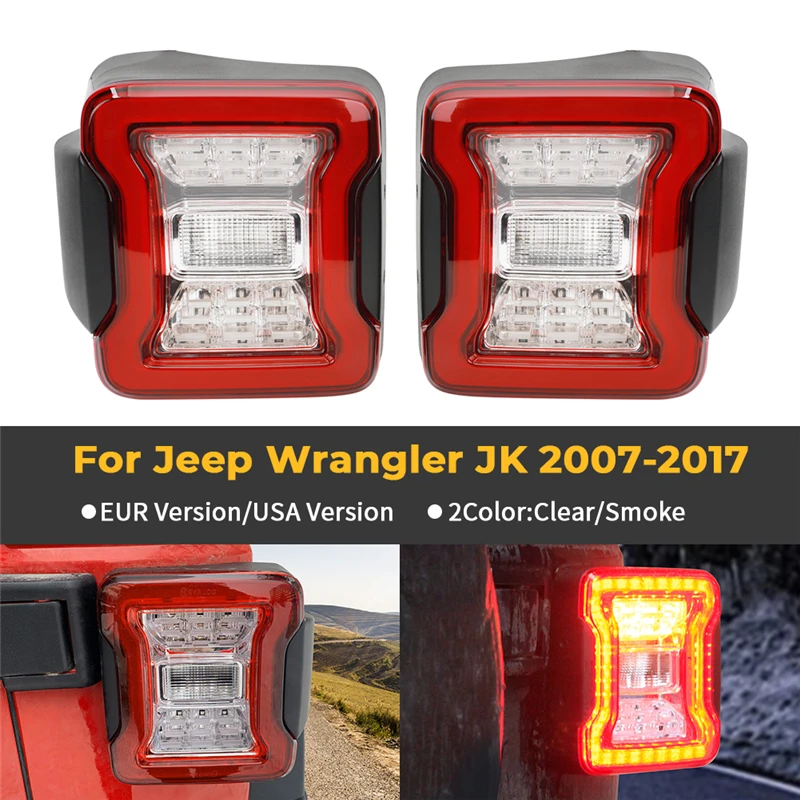 Luz trasera LED para parachoques trasero de coche, luces de freno inversas para estacionamiento, para JK Wrangler JK 2007 - 2017