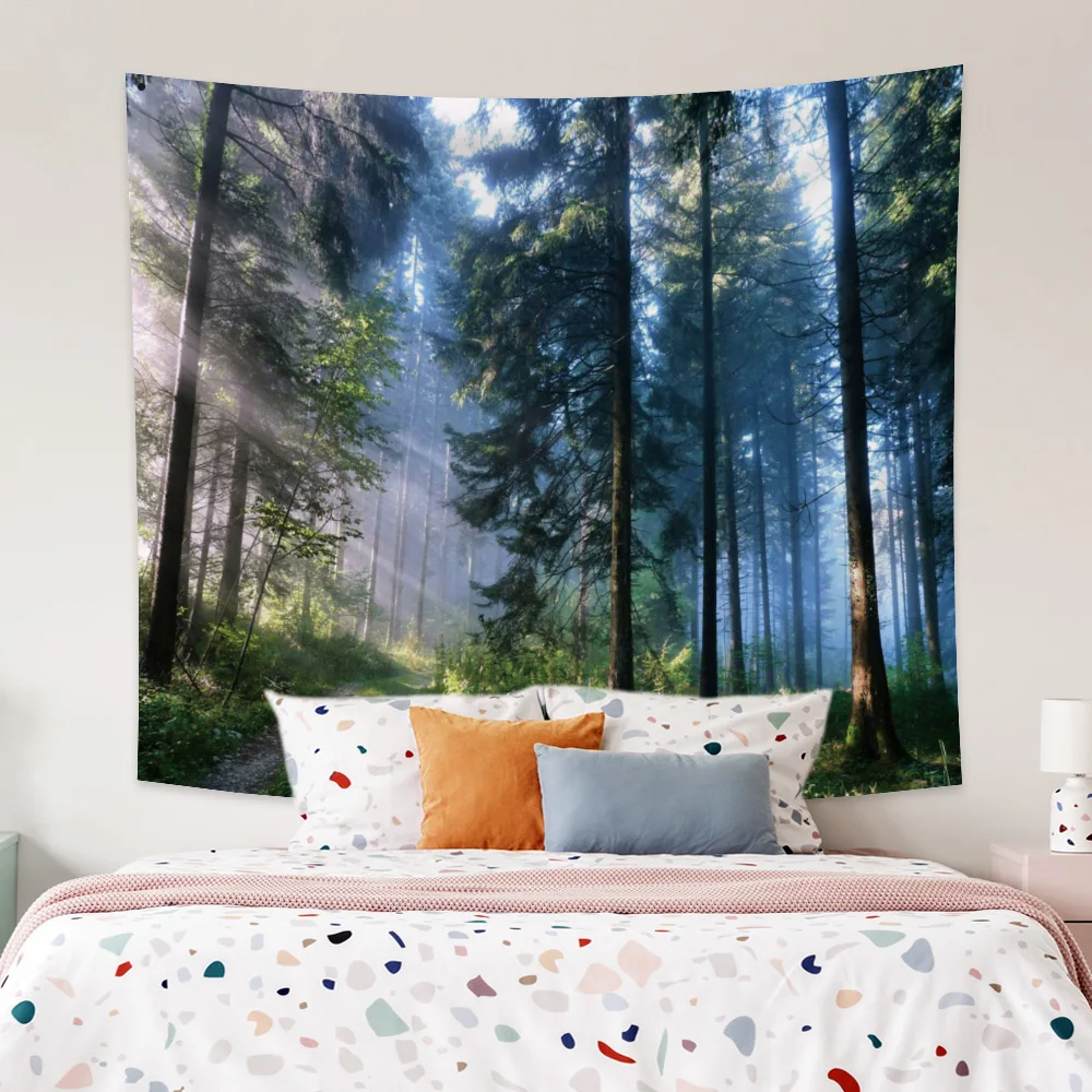 

Misty Forest Tree Printed Large Wall Tapestry Cheap Hippie Wall Hanging Bohemian Wall Tapestries Mandala Wall Home Art Decor