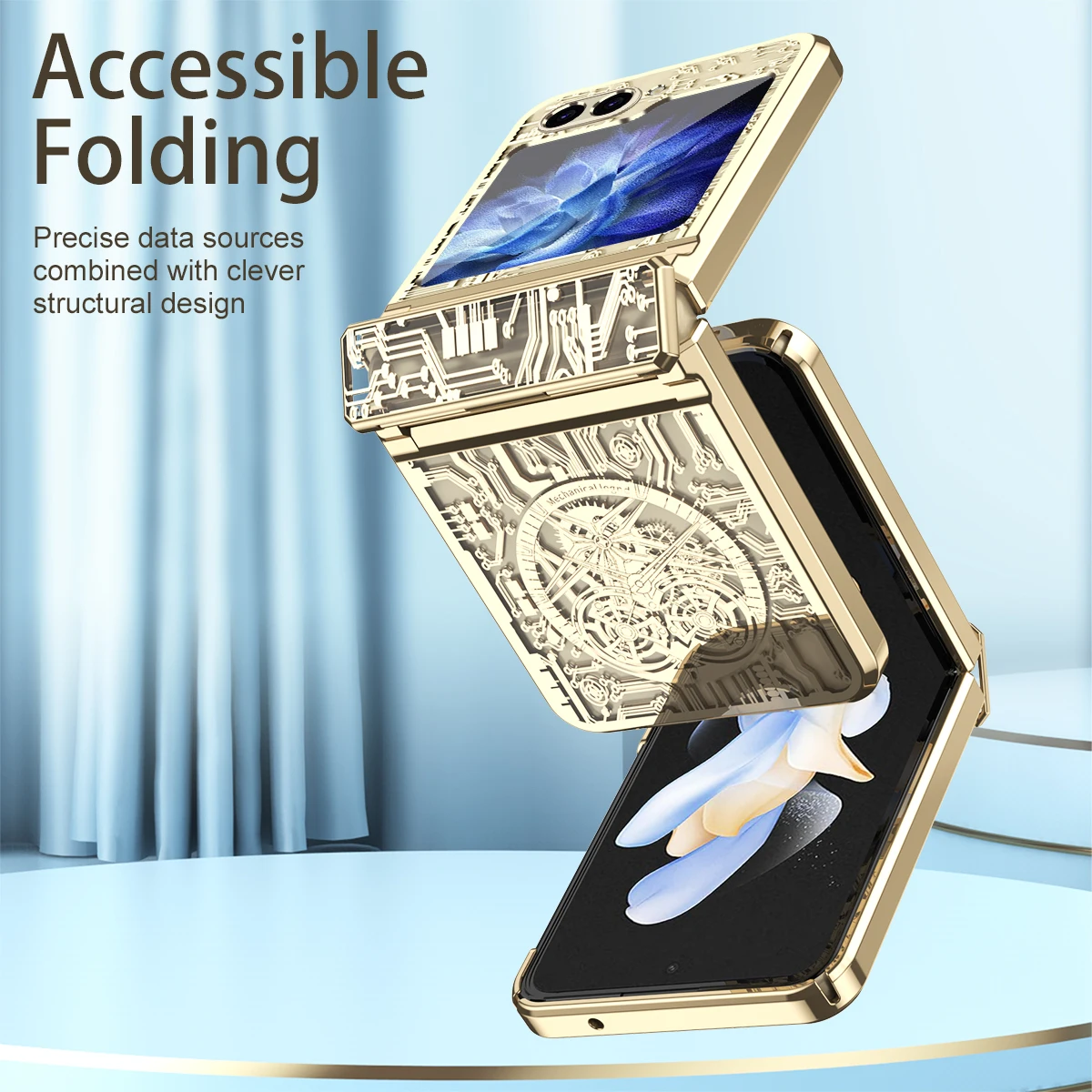 Фото Роскошный гальванический чехол для телефона Samsung Galaxy Z Flip 6 5 4 3 Flip6 Flip5 Flip4 Flip3 Защитная петля Прозрачная крышка с защитой от падения №4