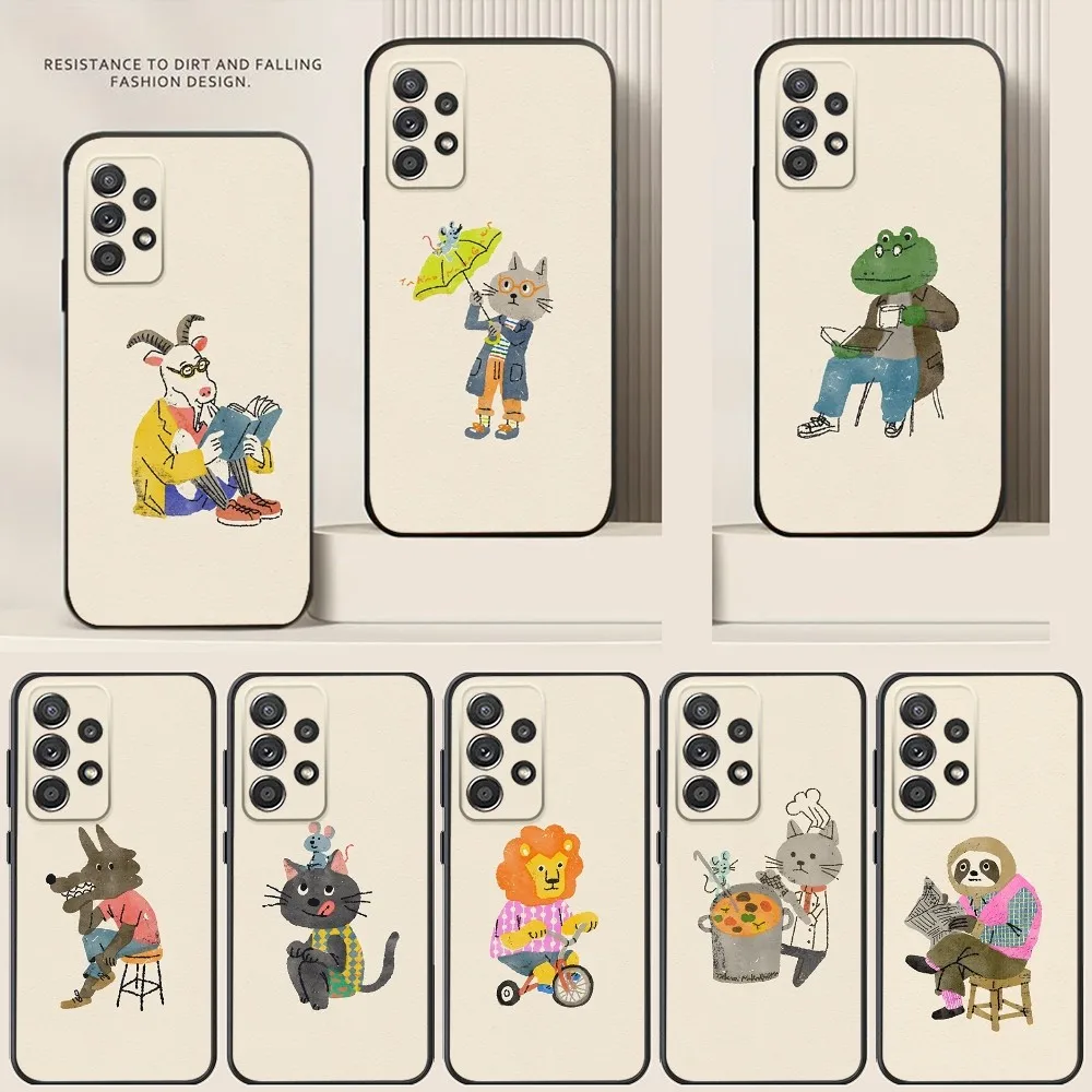 Чехол для телефона с изображением животных Samsung S24 S21 S22 S23 S30 Ultra S20 Plus Note 10 9 5G черный