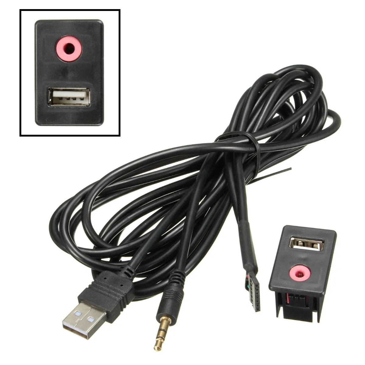 

Автомобильный 3,5 мм USB AUX разъем для наушников встраиваемый монтажный адаптер вход панели