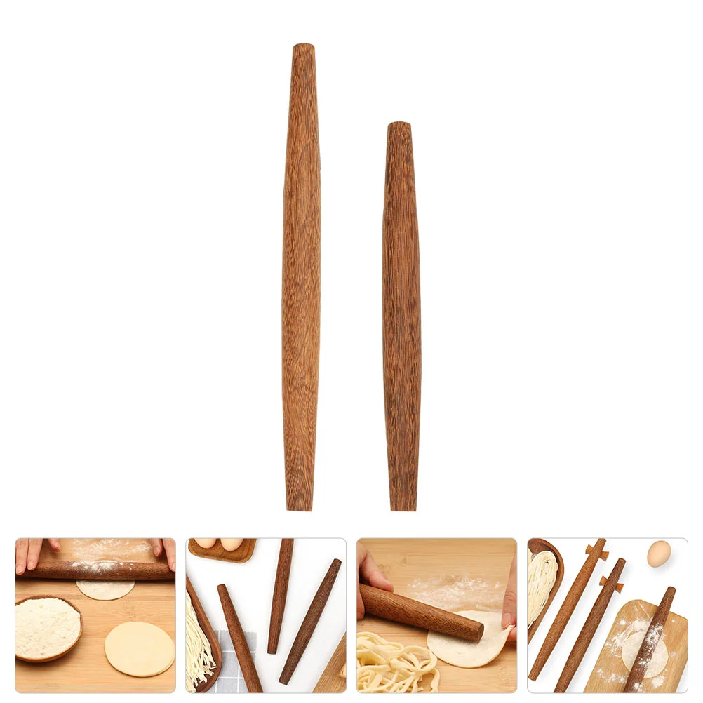 

2 Pcs Rolling Pin Mini Cookies DIY Handle Baking Sticks Dough Rollers Rod Wood Household Home Tool Pole