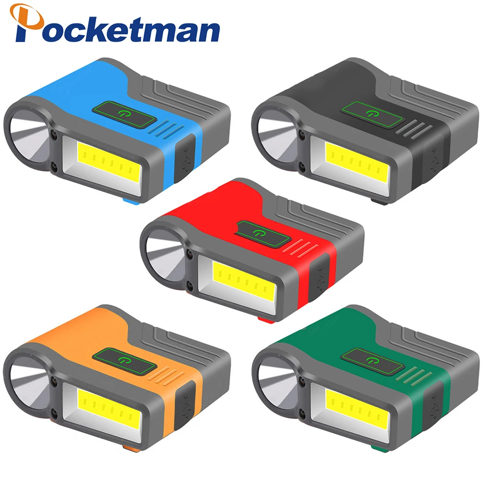 

Inductie Cap Clip Licht Usb Opladen Cap Clip Zaklamp 800Mah Cob Schijnwerper Head Light Waterdicht Vissen Camping Licht
