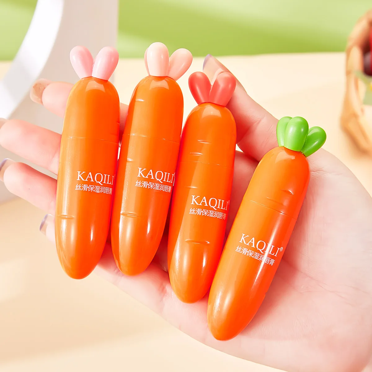 

Carrot Moisture Nourishing Lip Balm Natural Lip Gloss Fruit Orange Cherry Hyaluronic Lipsticks Anti Aging Dead Skin Dry Lines