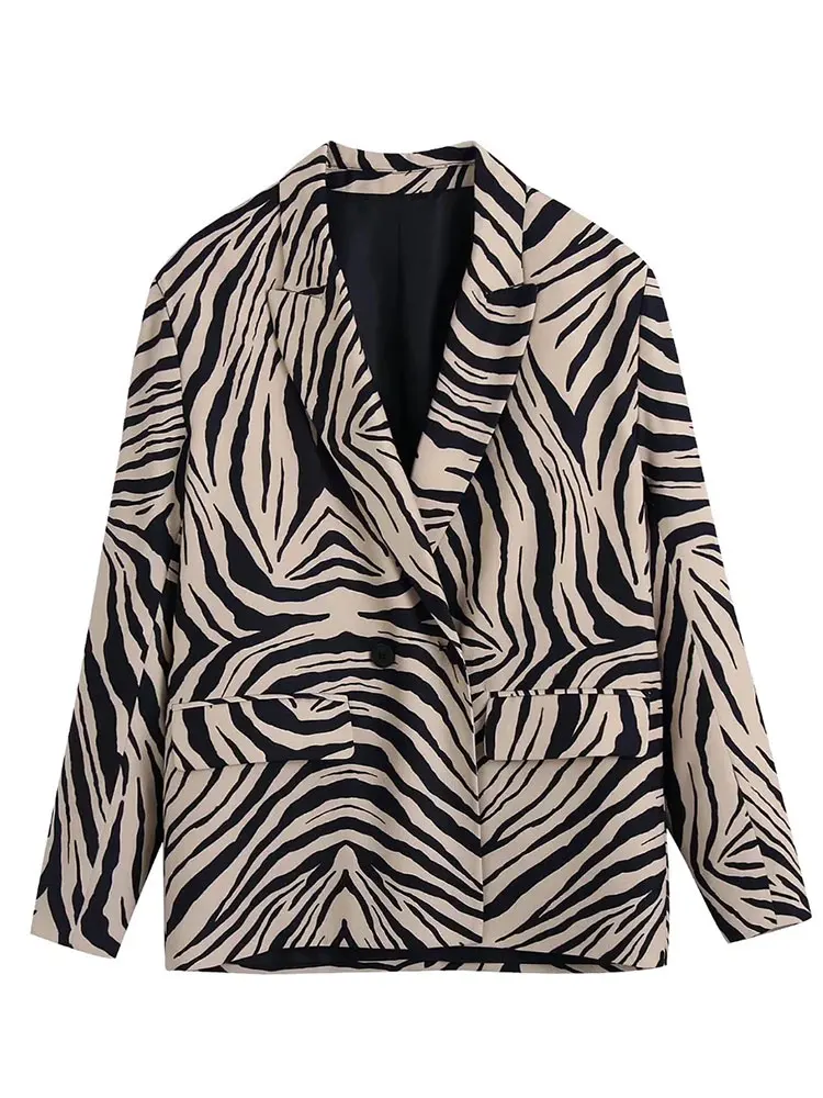 

Женский модный двубортный блейзер с карманами Nlzgmsj ZBZA с принтом винтажные женские пальто с отложным воротником шикарные топы 202202