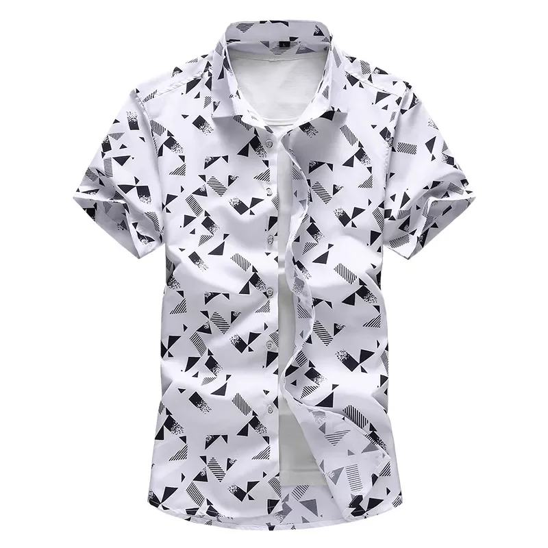 

size 5XL 6XL 7XL Men Shirt 2022 New Arrival Summer Fashion Print Casual Short Sleeve Shirts Brand Clothing
