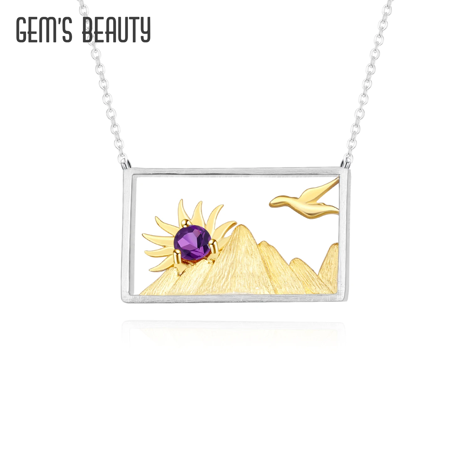 

GEM'S BEAUTY Sunrise Bird 100% 925 Sterling Silver Pendant Necklaces For Women Silver Jewelry Gift Creative Statement Necklace