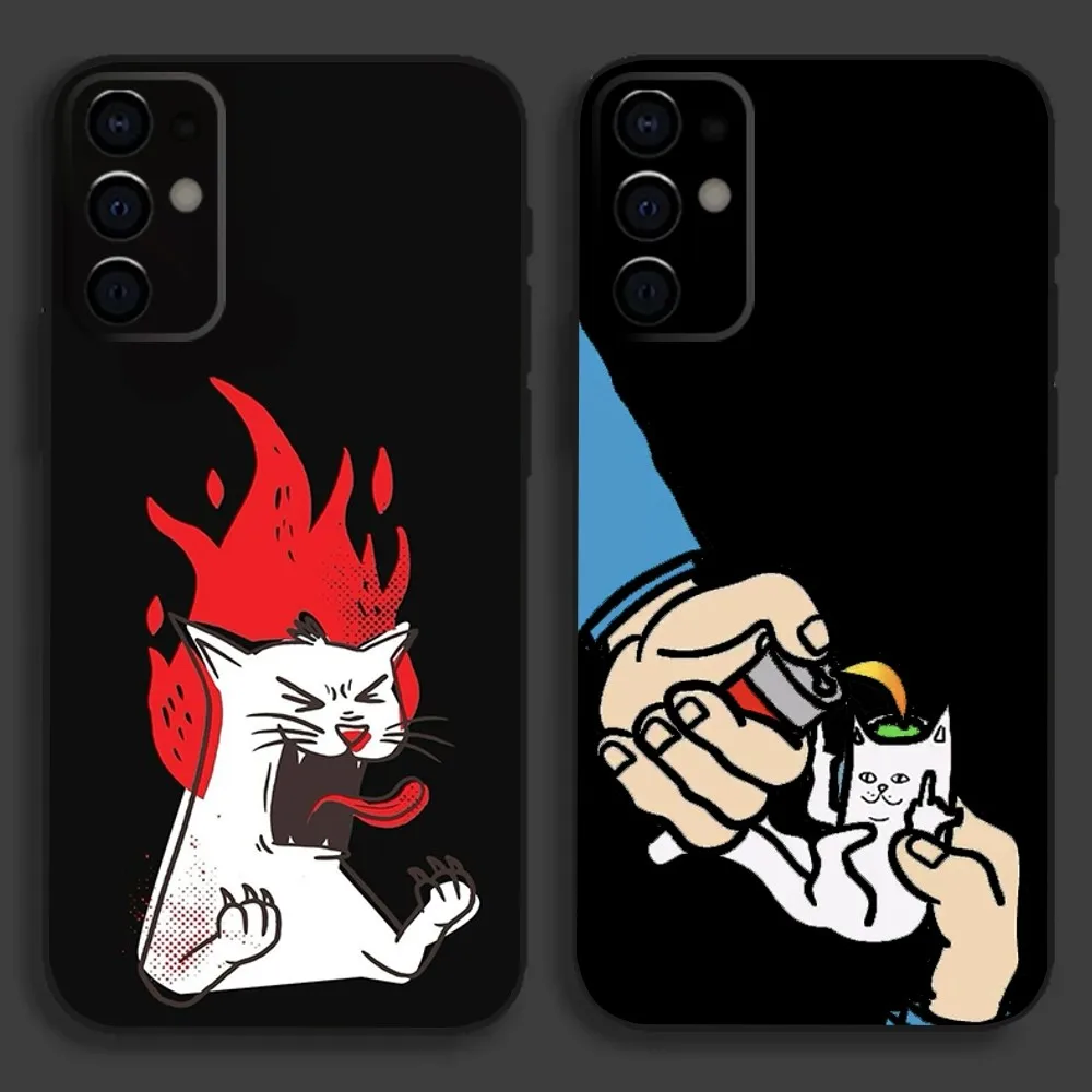 Чехол для телефона Funny R-RipndipS CAT Samsung S25 S24 S21 S22 S23 S30 Ultra S20 Plus Fe Lite Note 10 9 5G черный мягкий