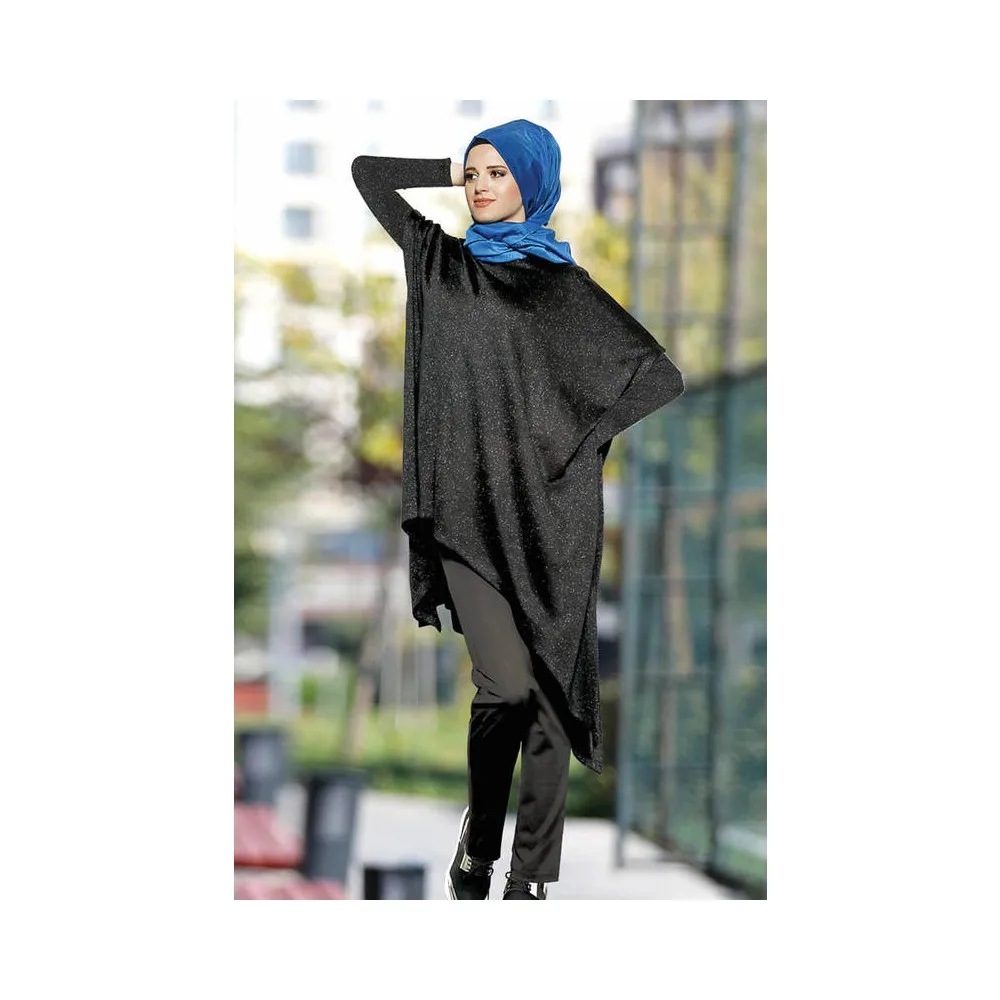 

Черный блестящий тренировочный костюм Dorlie в стиле «хиджаб» 19581