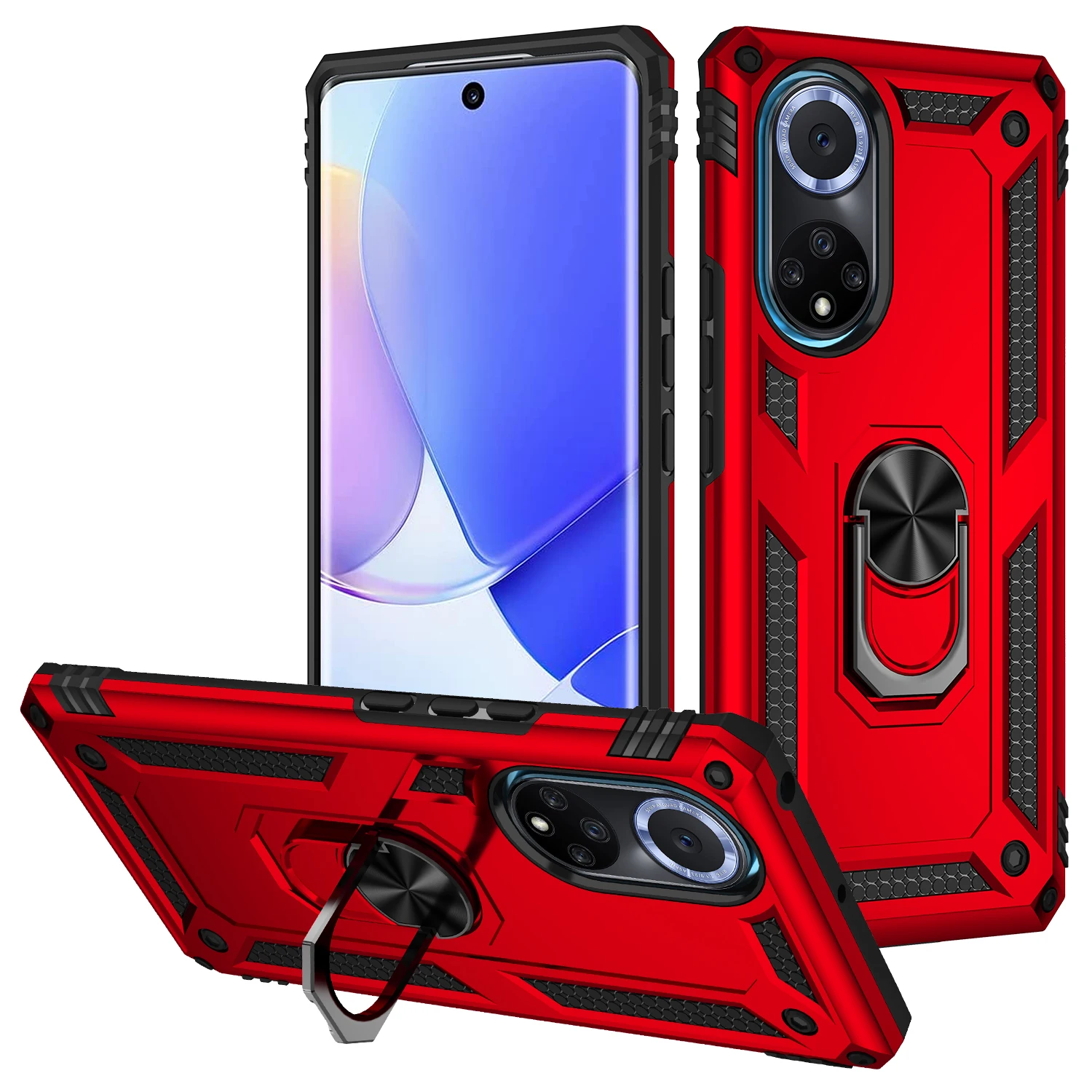 

Luxurious Anti Fall Phone Case For Huawei Honor Nova 9 50 Shockproof Armor Rugged Car Magnetic With Ring Bracket PC Back Cover