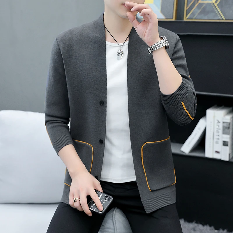 

2023 High-quality New Autum Winter Brand Fashion Slim Fit Knit Cardigan Men Japanese Sweater Casual Coats Jacket Mens Clothes