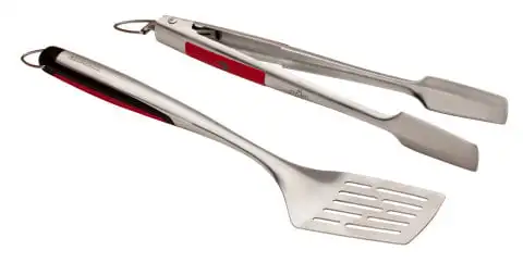 

Comfort Grip 2-Piece Spatula and Tong Grilling Tool Set, Stainless Steel, Red