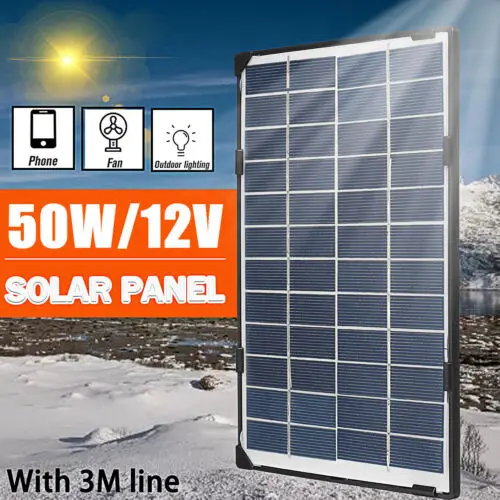 

50W Solar Panel 12 Volt Trickle Battery Charger For Car Van Caravan Boat Kit