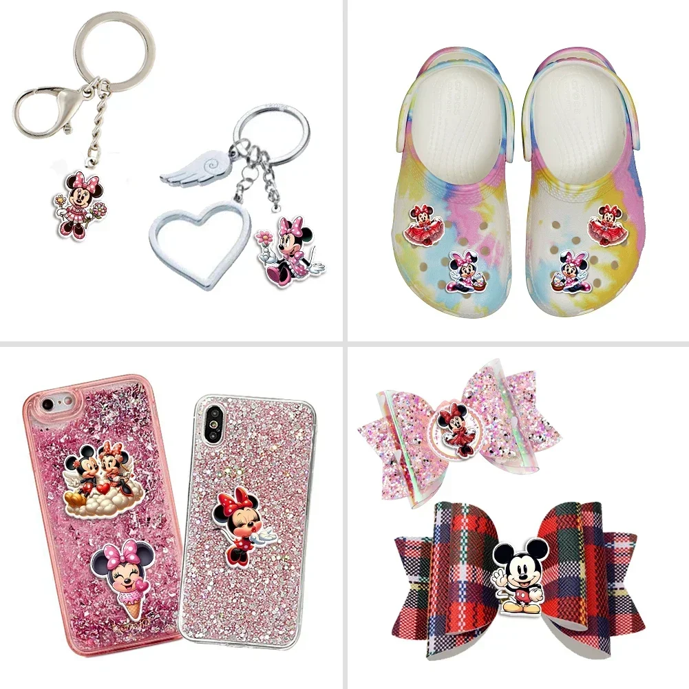 10 шт./лот Disney Микки и Минни смола плоские прозрачные акриловые блестки для чехла для телефона банты смоляные подвески материалы ручной работы
