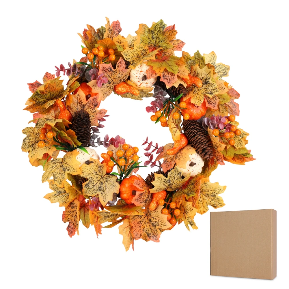 

New Year Autumn Sale Handmade White Pumpkin Wreath Ranunculus Christmas Home Wedding Decoration Fake Plants Artificial Flowers