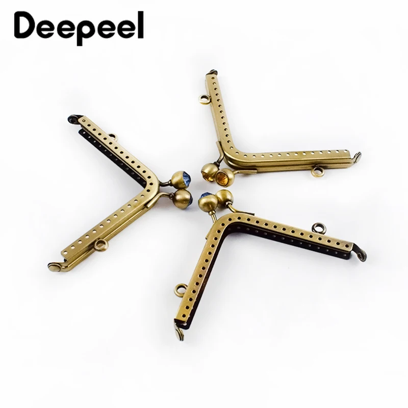 5pcs Deepeel 11cm Triangle Mini Purse Frame Kiss Clasp Bronze Metal Sewing Brackets Diy Vintage Coin Bag Clip Accessories BS166