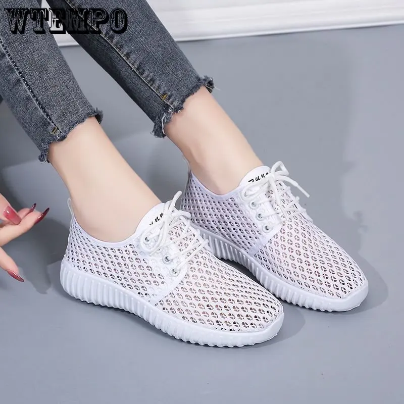 Women Running Sneakers Ladies Gym Shoes Outdoor Anti-skid Sport Footwear Soft Bottom Walking Shoes Mesh Hollow Out Shoes