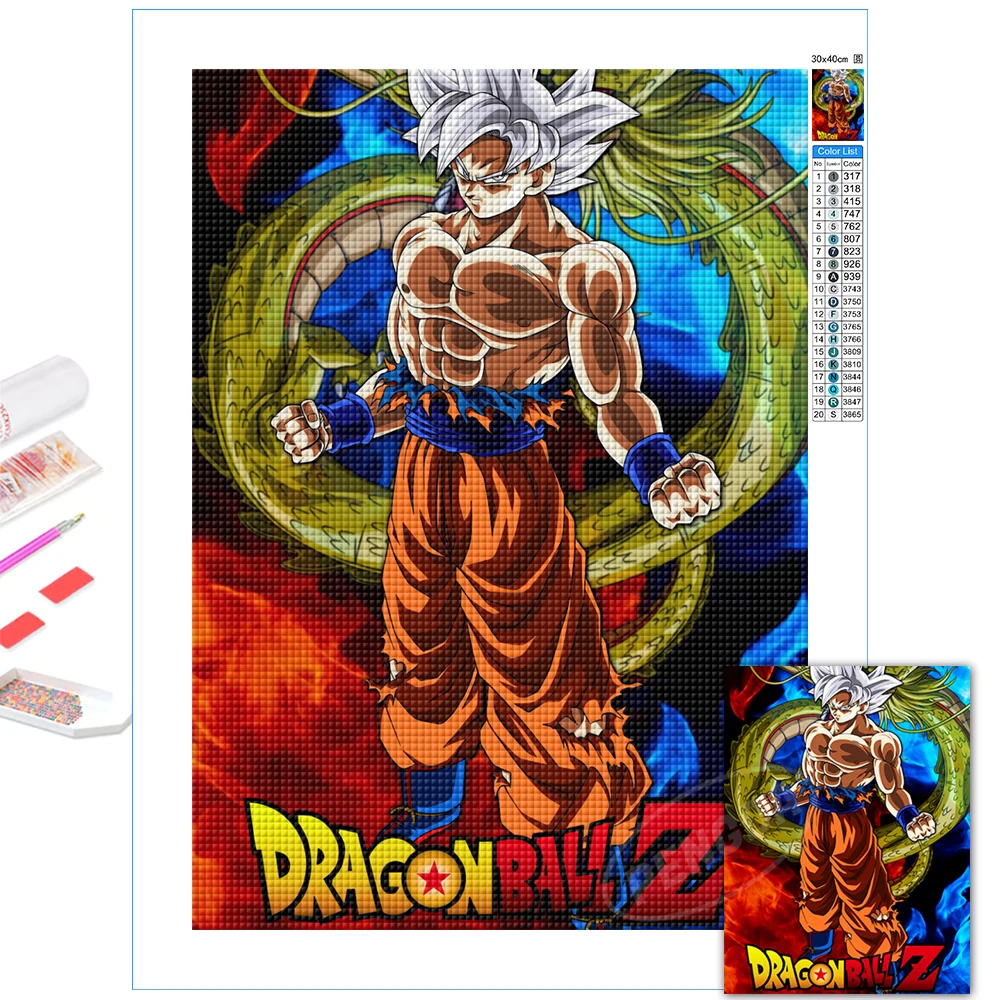 

Ultra Instinct Son Goku 5D Diy Diamond Paintings Cross Stitch Kits Dragon Ball Anime Pictures Square Drill Embroidery Home Decor