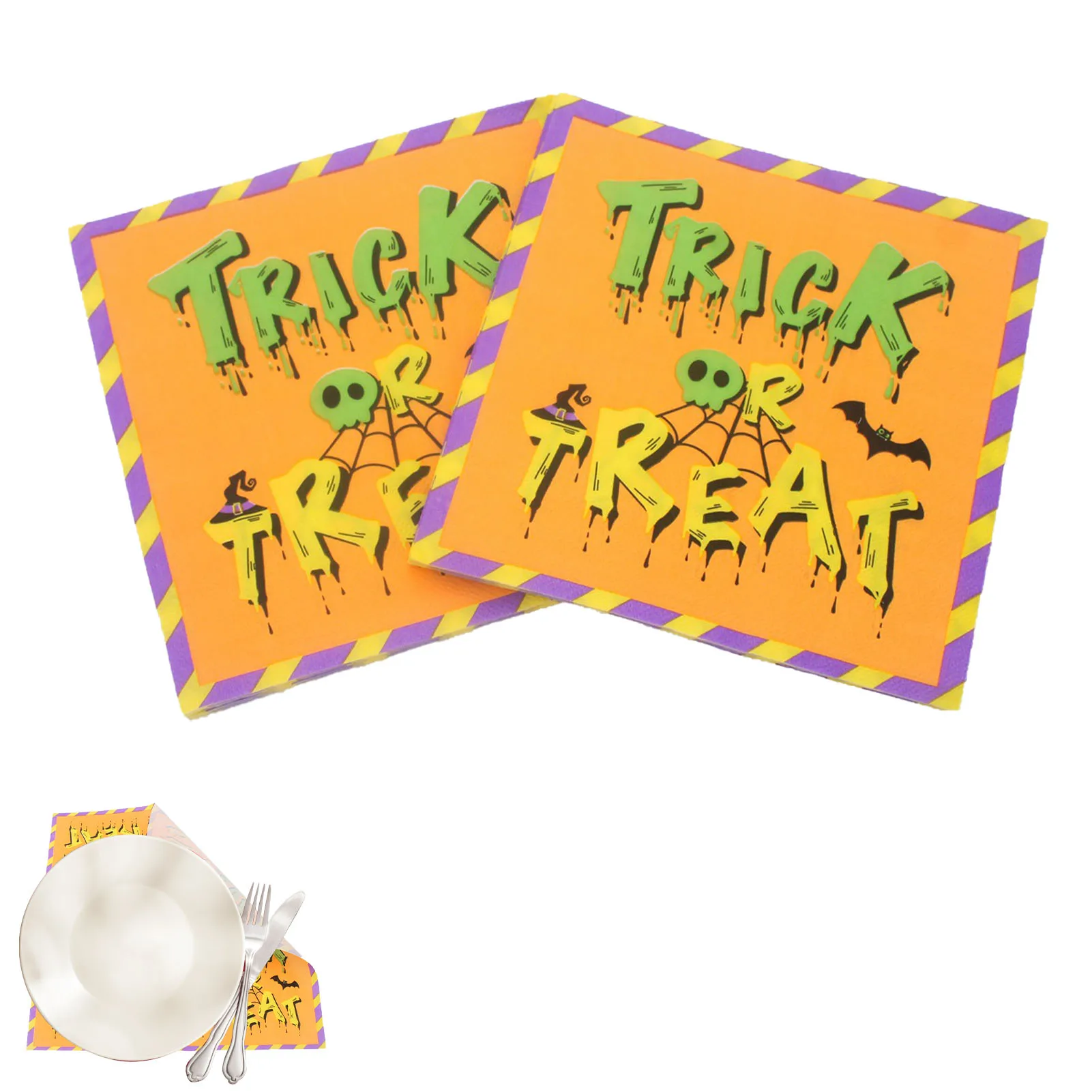 

Halloween Printed Napkins 20 Halloween Hand Towels Trick Or Treat Colorful Pumpkin Bat Tissue Party Bar Decoration Tissue