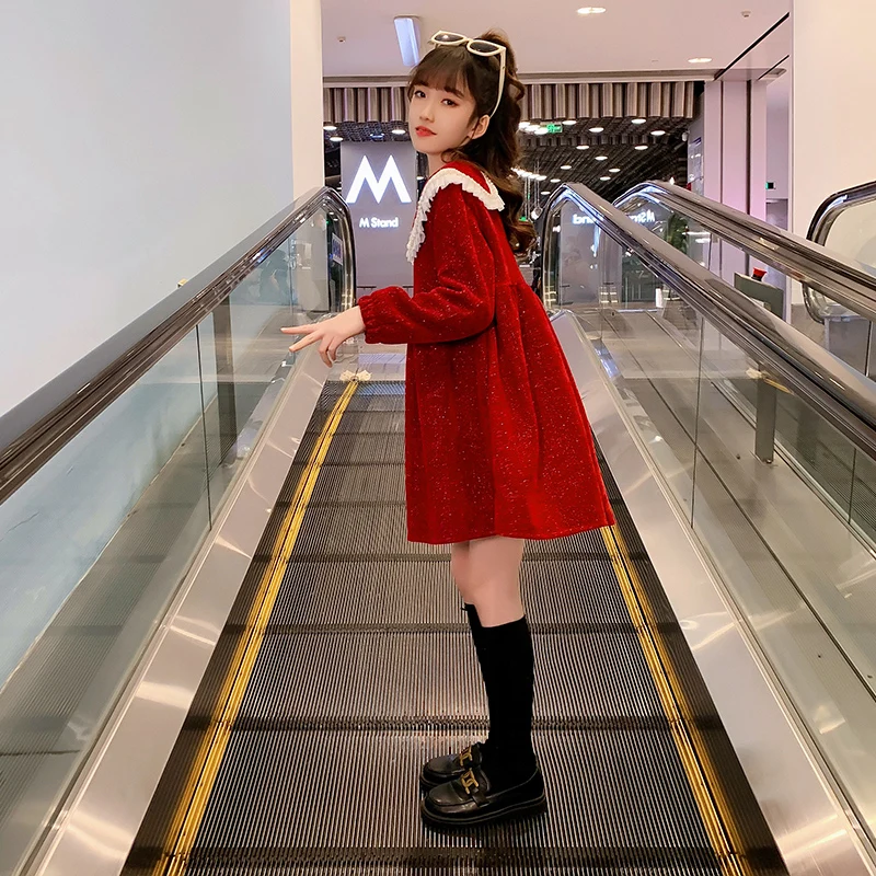 Детское платье с длинным рукавом на Возраст 4-12 лет | Повседневные платья для