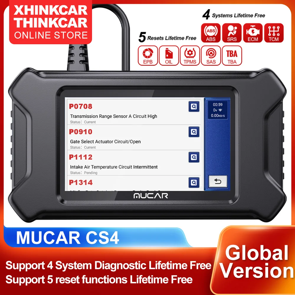 

MUCAR CS4 Professional Automotive OBD2 Scanner ABS SRS ECM TCM System Diagnosis Oil SAS EPB TPMS ETS Reset Cars Diagnostic Tool