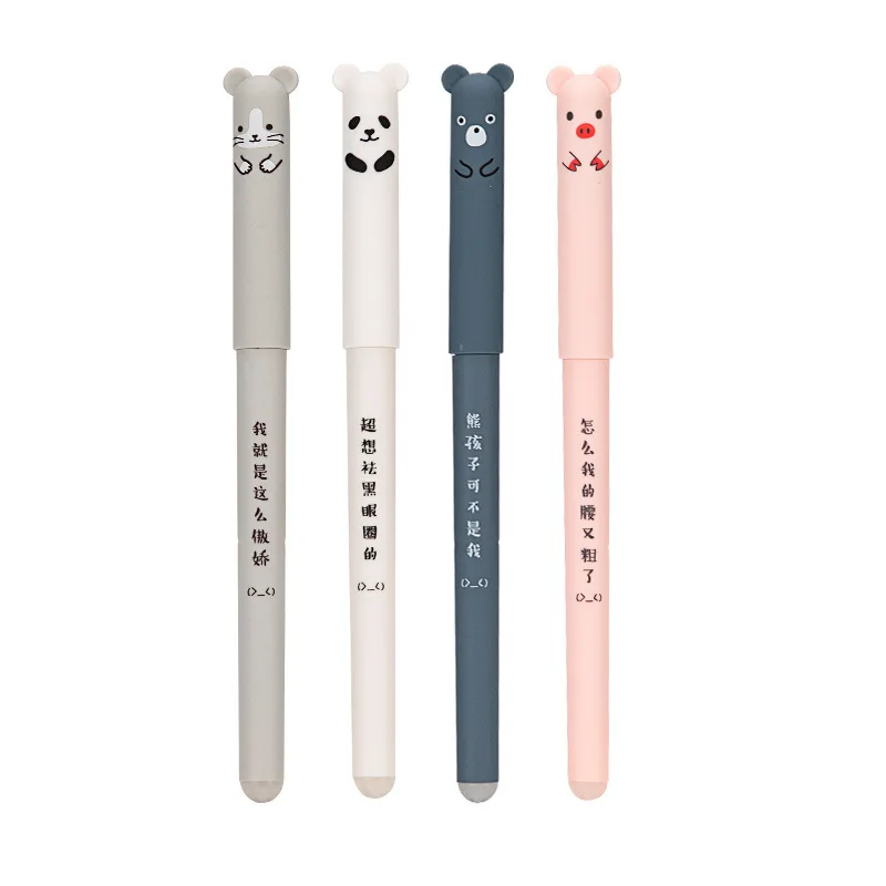 

Kawaii Pig Bear Cat Mouse Erasable Gel Pen School Office Supplies Stationery Gift 0.55mm Blue Black Ink Erasable Pen