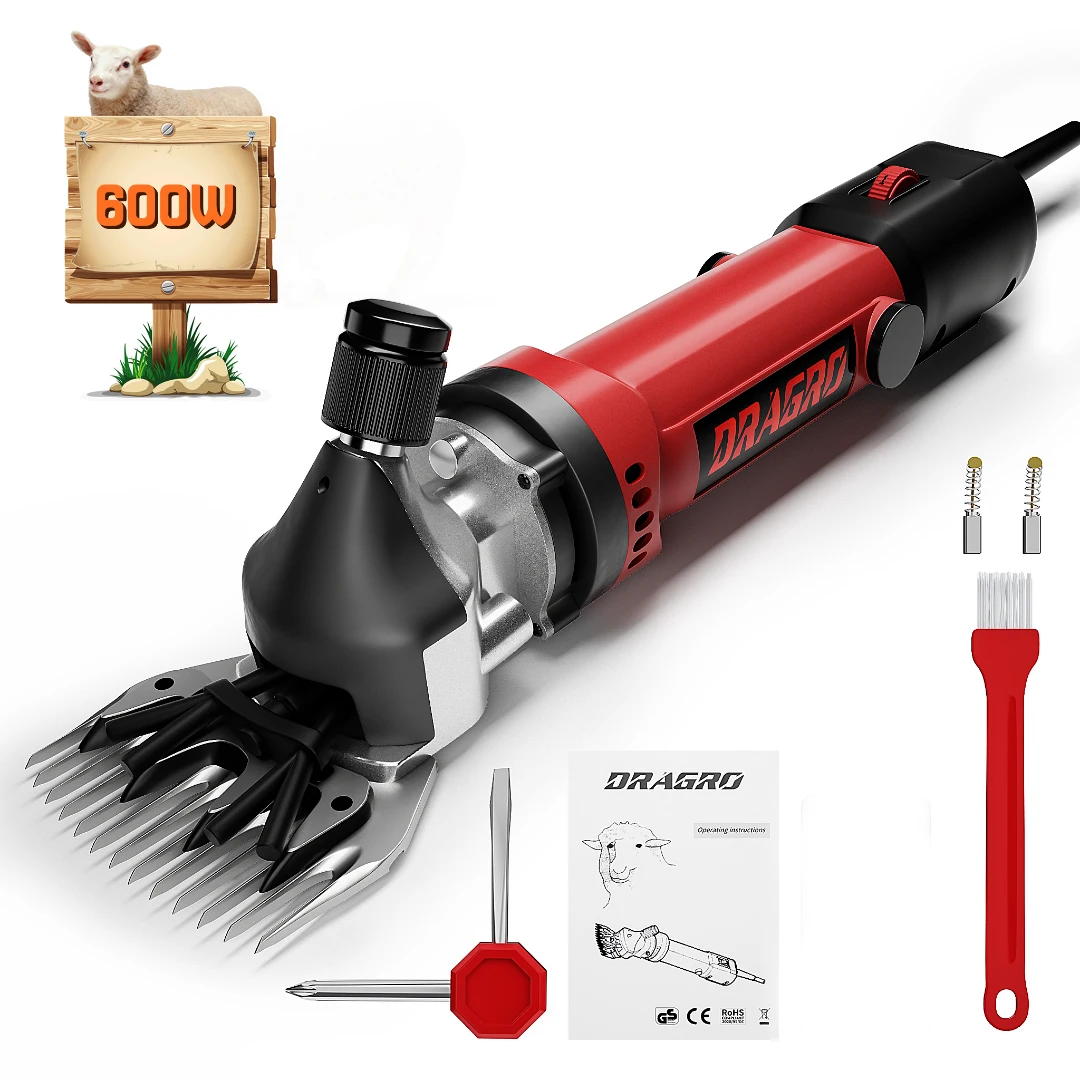 

Dragro Electric Sheep Hair Clippers 600W Professional Heavy Duty Shearing Machine Farm Thick Coat Animals Livestock Grooming Kit