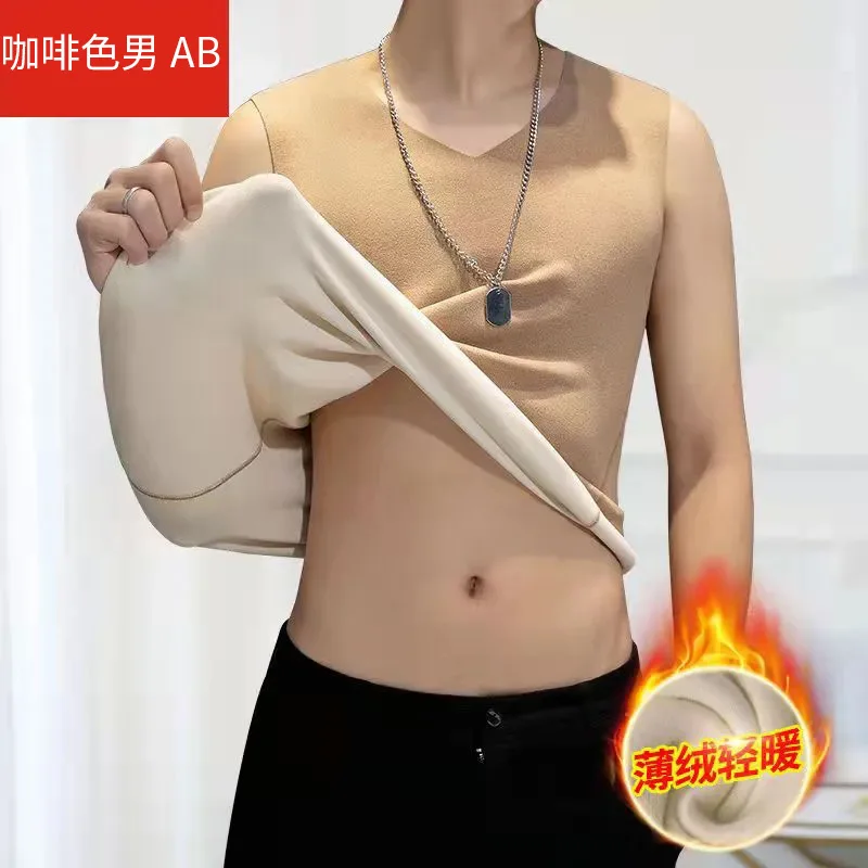 Seamless Men Thermal Undershirt Autumn Winter Warmth Vest Comfortable Soft Thermal Underwear Slim Sleeveless Thermo Base Tops