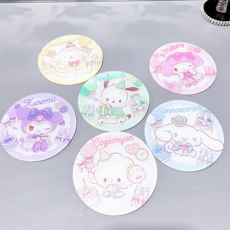 

Кавайная акриловая круглая подставка Sanrio, милая аниме девушка, сердце, мимелоди курми, коричная Изолированная подставка, украшение, подарок