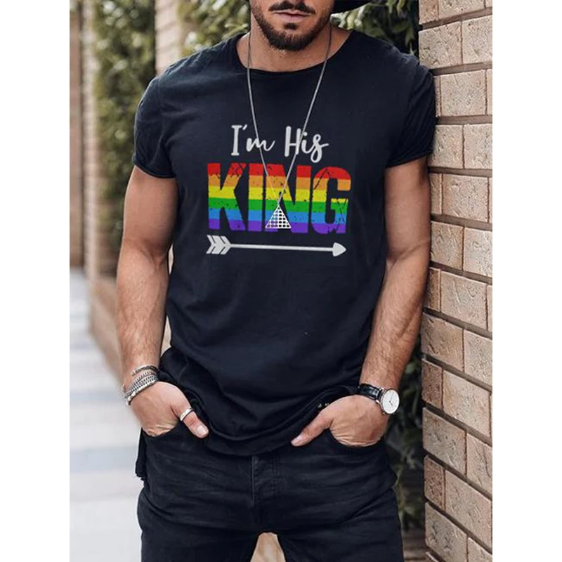 

Rheaclot He Is My King Letter Printing Men's Casual Fashion T-shirt