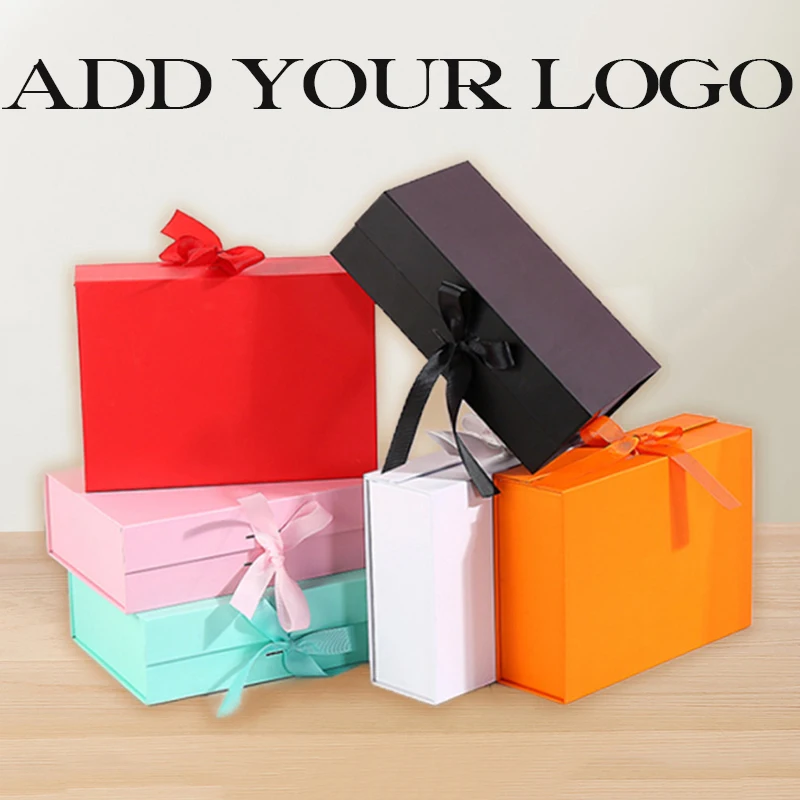 

5 Pcs Free Custom Logo Wedding Gifts Paper Ribbon Box Package Birthday Party Favor Paper Cardboard Box Women Wig Box Scarf Box