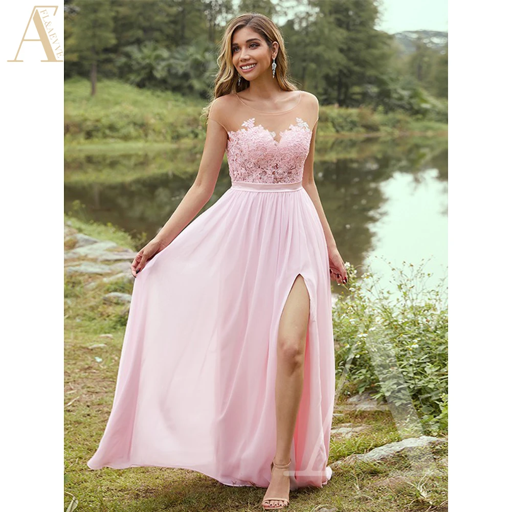 

Pink Tulle Bridesmaid Dresses See Through Wedding Party Gown for Women Elegant Gowns for Bridesmaids Dress Formal Dresses Robe