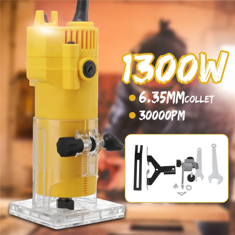 

1300W 110/220V Electric Cutter Hand Trimmer Woodworking Trimmer Wood Slotting Milling Engraving Carving Machine Milling Cutter