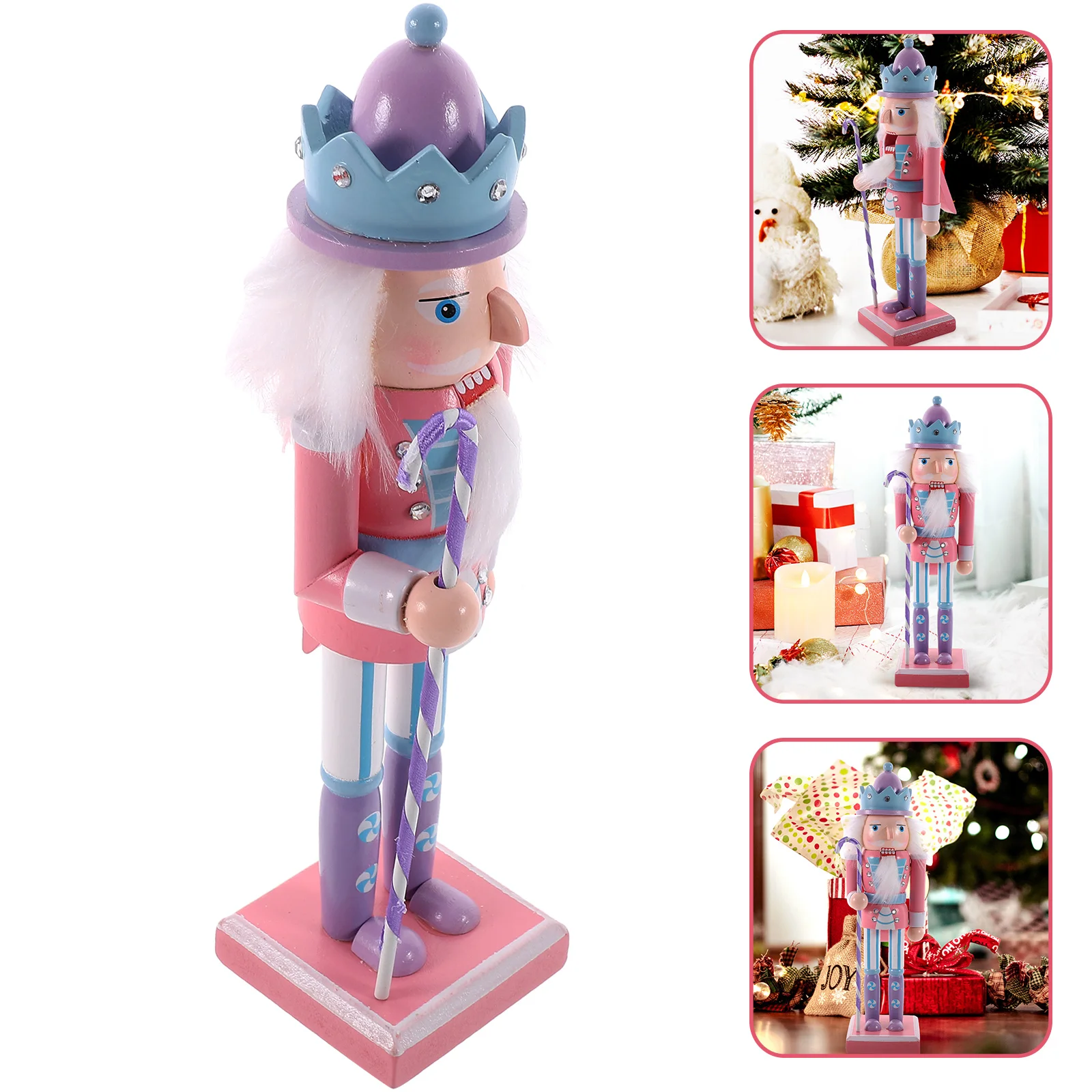 

Nutcracker Figures Christmas Nutcrackers Wood Figurine Decorations Small Ornament Wooden Pink