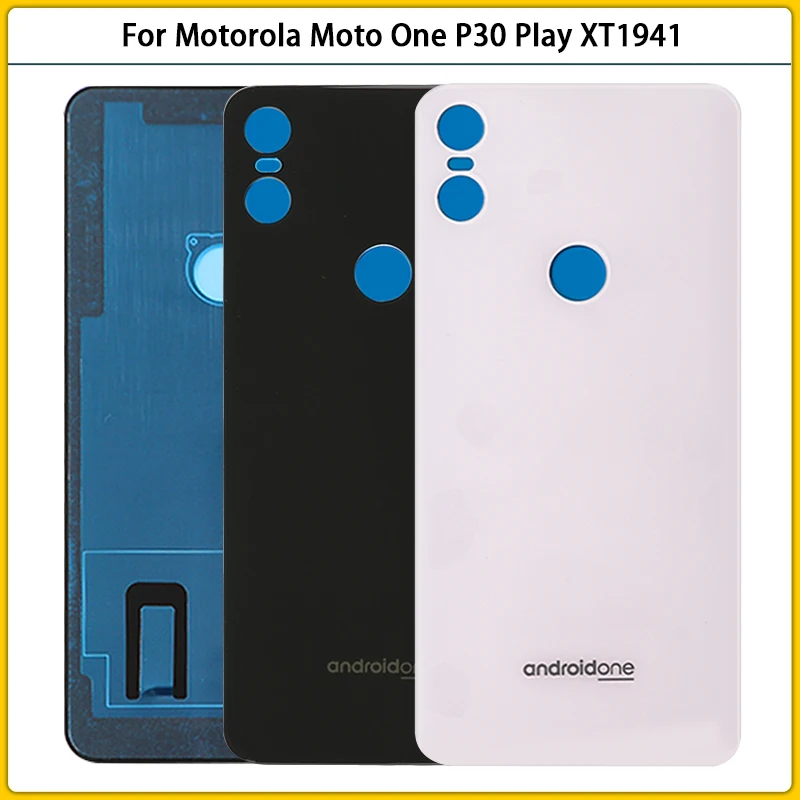 

New For Motorola Moto One P30 Play XT1941 Glass Battery Back Cover Rear Door P30Play Battery Housing Case Adhesive Replacement