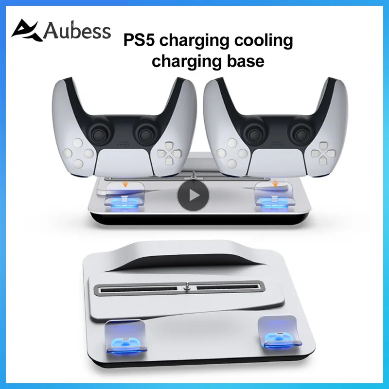 

Cooling Fan Base For PS5 Vertical Stand Base For PS5 Dual Controller Gamepad Console Charging Station Cooler Fan Earphone Holder