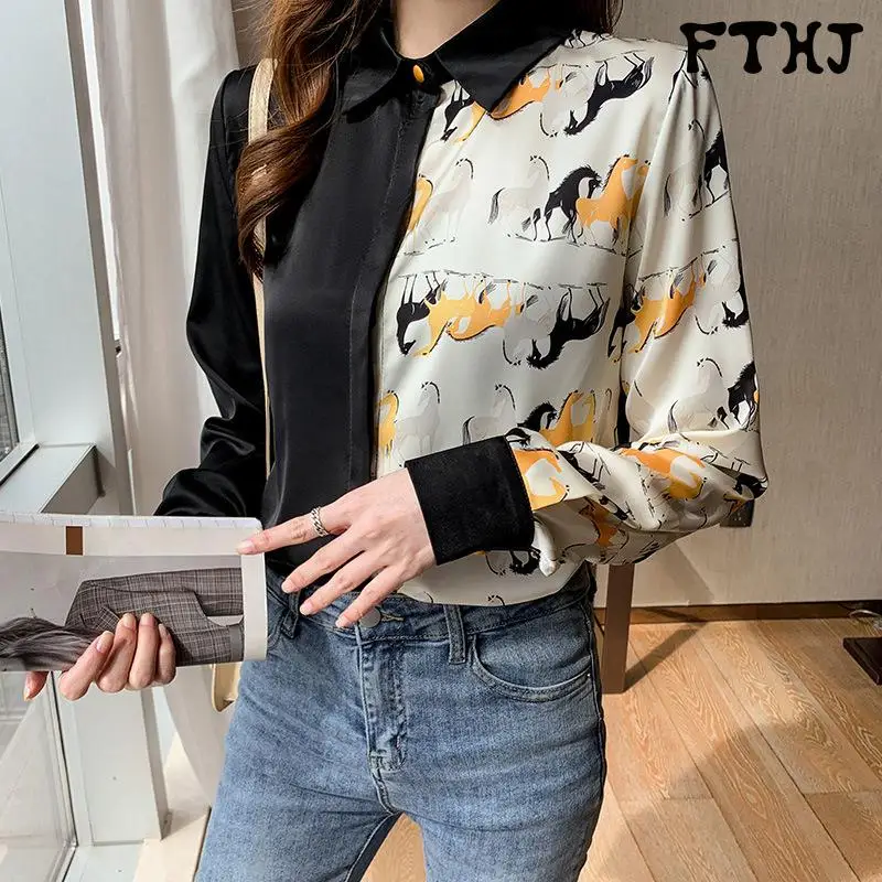 

Женская Асимметричная блузка на пуговицах, профессиональная элегантная рубашка с длинным рукавом и вертикальным подолом, весна 2023