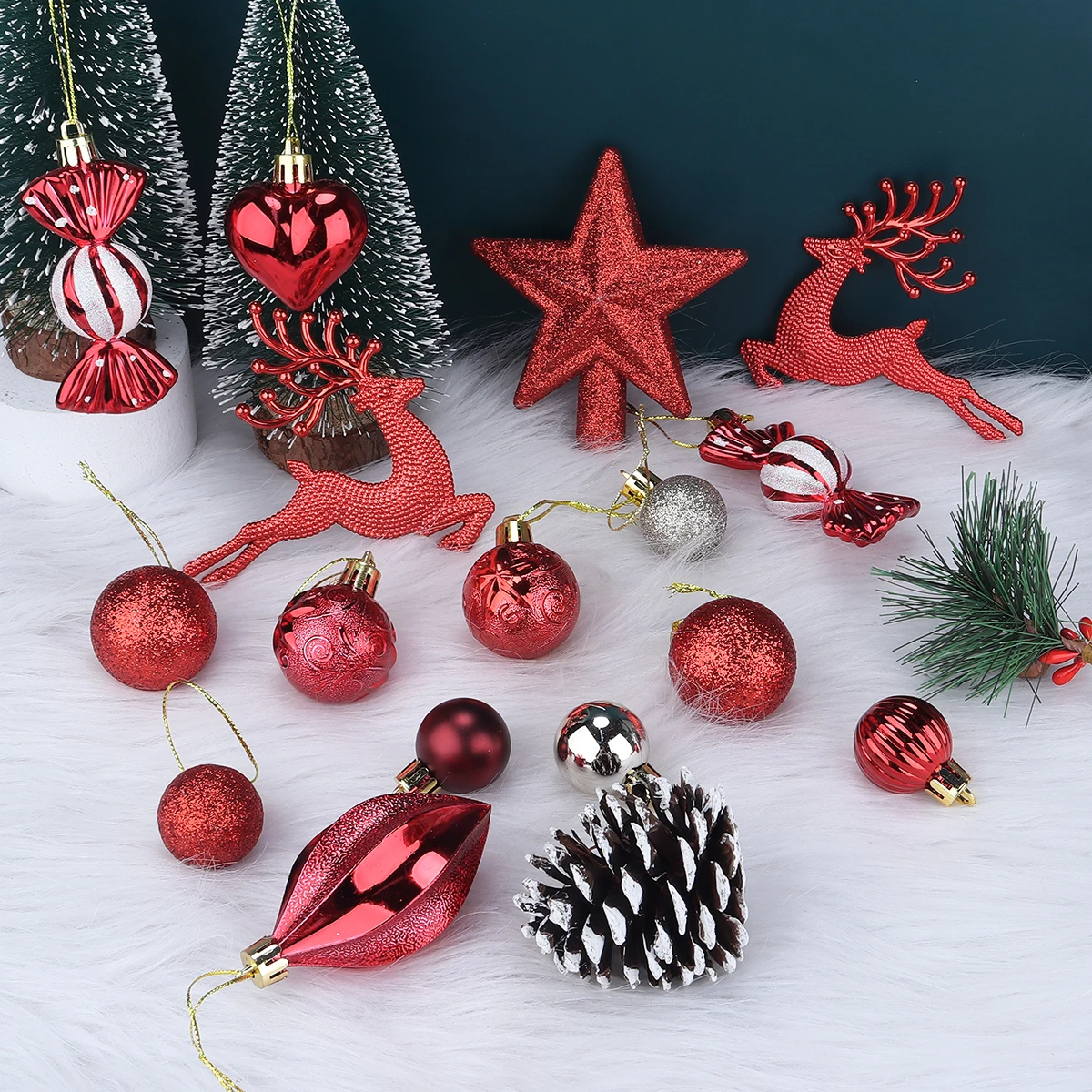 1 коробка набор украшений для рождественской елки красные и белые небьющиеся