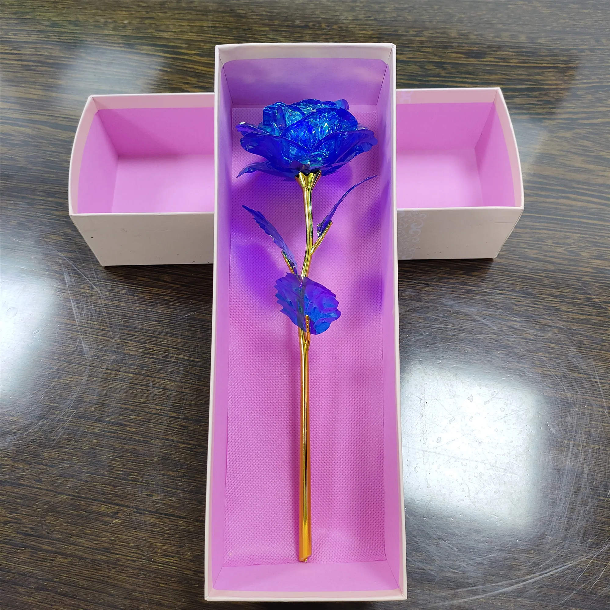 

1pc Valentine's Day Creative Gift 24k Aluminum Foil Rose Gold Rose Lasting Eternal Love Wedding Decoration Lover Lighting Rose