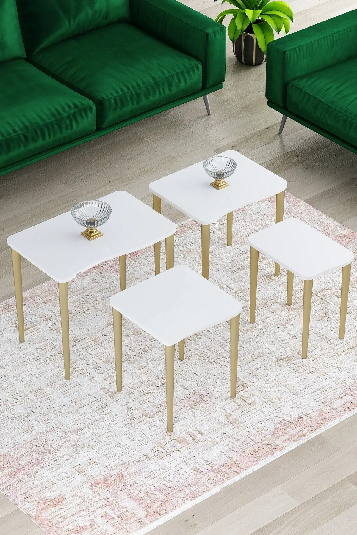 

Modern Swan Series Mdf Zigon Coffee table Takm-4 Pcs coffe table