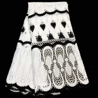 skin friendly african whiteblack polyester embroidery guipure full sequins fabric nigerian celebration lace for dress co959