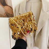 sequins rainbow purses women wedding pearl clutch bag luxury desginer party small crossbody bags women tassel gold evening bags