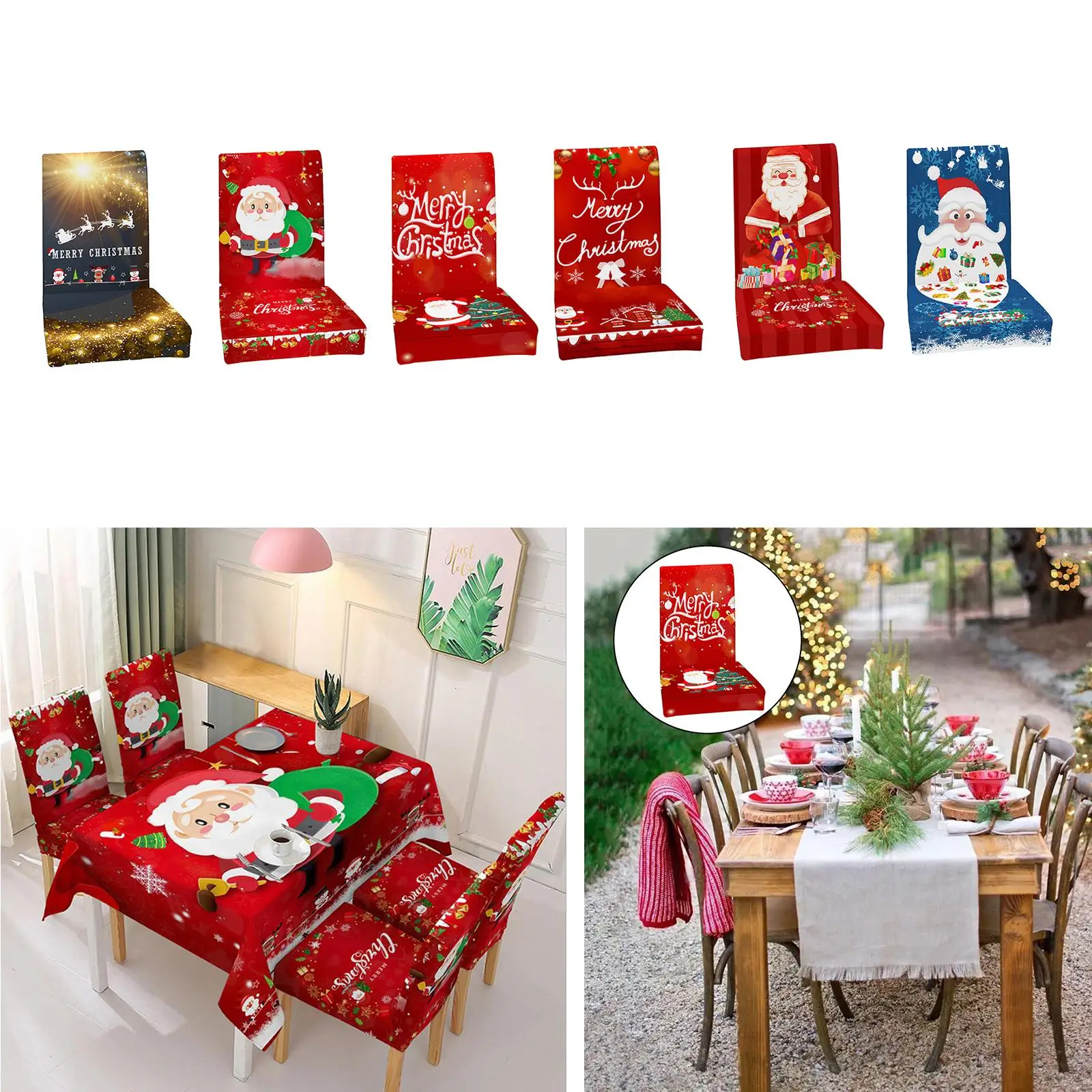 

Christmas Chair Cover Xmas Printed Chair Protector Slipcovers Party Festival